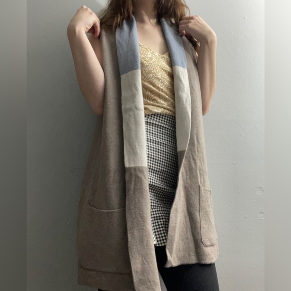 Bendetta B Long Cardigan Open Sweater Vest Gray Wool Cashmere Blend Large - Picture 2 of 11